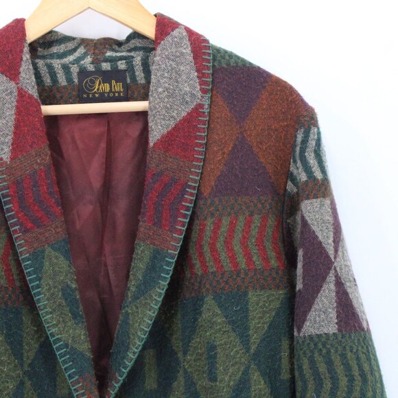Vintage David Paul New York Southwestern Western Aztec Cardigan Womens Size XL - Picture 2 of 10